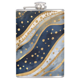 Luxury, Modern, Gold Blue Pattern, Flachmann