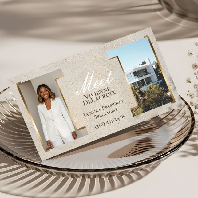 Luxury Modern Professional Real Estate Agent Photo Visitenkarte (Luxury Modern Professional Photo Collage Elegant Business Card)