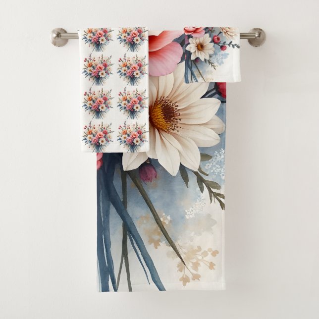 Luxury Modern Wildflowers Beautiful Collection Badhandtuch Set (Insitu)