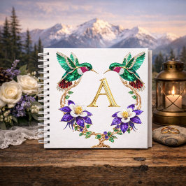 Luxury Monogram A Hummingbird Jeweled Wedding  Notizbuch