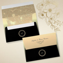 Luxury Monogram Black Gold Wedding