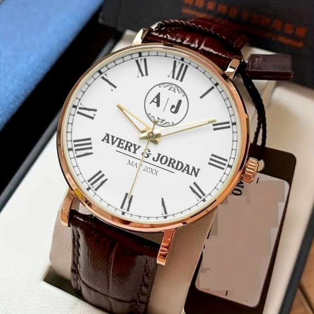 Luxury monogram cream couple names initials armbanduhr (Von Creator hochgeladen)