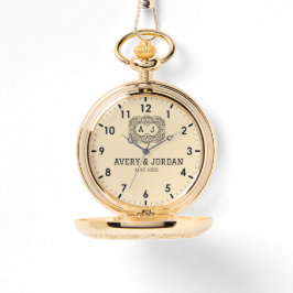 Luxury monogram cream couple names initials armbanduhr