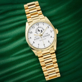 Luxury Monogram Elegant Initials White and black Armbanduhr