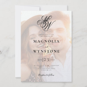 Luxury Monogram QR Code Foto Wedding Einladung