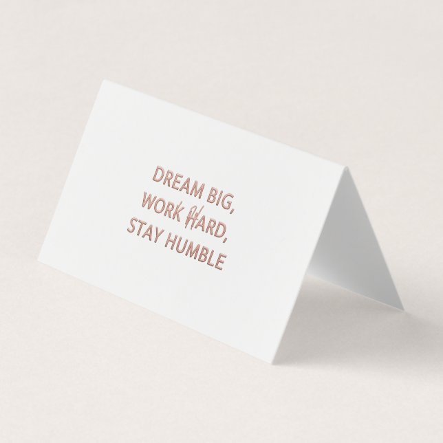 Luxury Motivational Quote Card - Dream Big Work Ha Visitenkarten (Vorderseite)