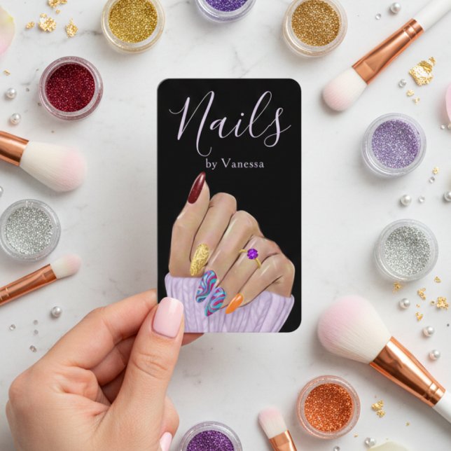 Luxury Nail Salon QR Code Modern Nail Tech Visitenkarte (Von Creator hochgeladen)