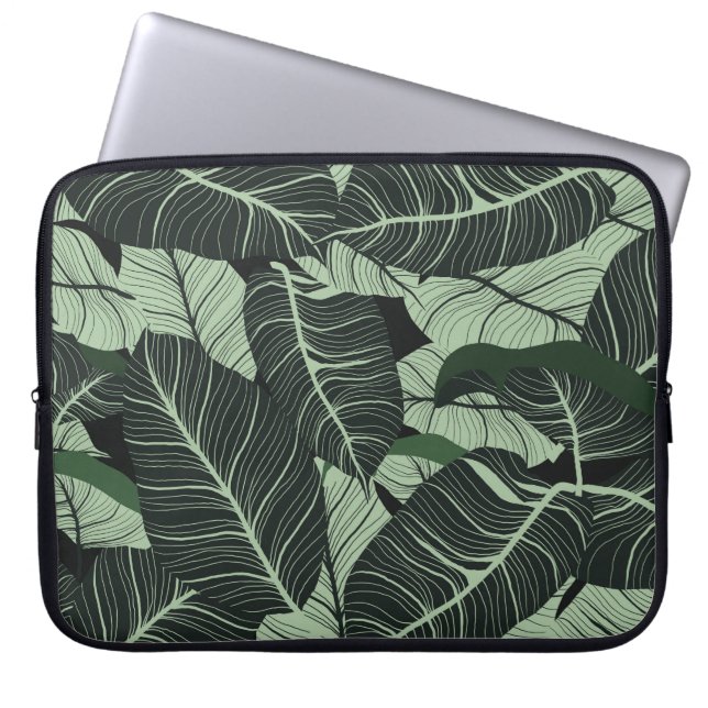 Luxury nature leaves background. Floral pattern, T Laptopschutzhülle (Vorderseite)