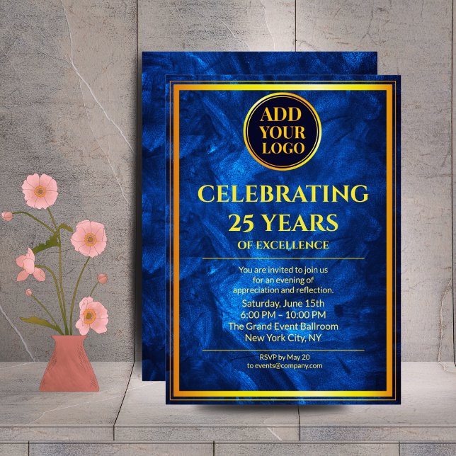 Luxury Navy Blue Corporate Celebration Einladung (Von Creator hochgeladen)