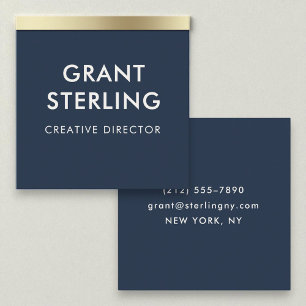 Luxury Navy Blue Gold Elegant Minimale Typografie Quadratische Visitenkarte