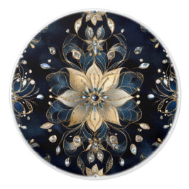 Luxury Navy Gold Floral Keramikknauf