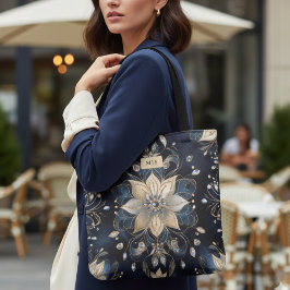 Luxury Navy Gold Floral Tasche