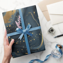 Luxury Navy Gold Fluid Motion Abstract Pattern