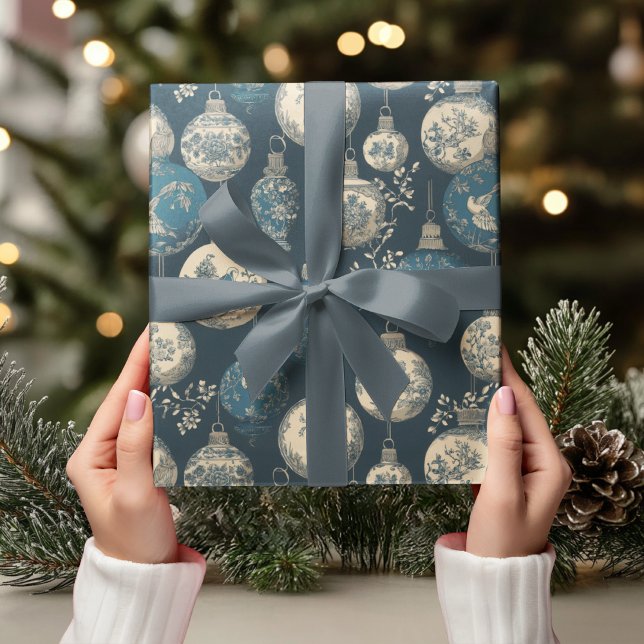 Luxury Navy & Gold Toile Ornament Geschenkpapier (Von Creator hochgeladen)