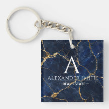 Luxury Navy Marble Gold Monogram Business Branding
