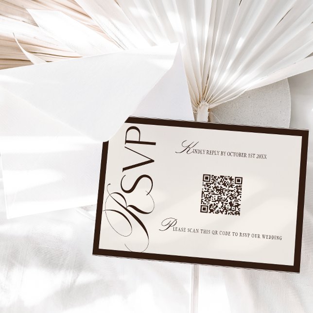 Luxury Old Money Brown Beige RSVP Karte (Von Creator hochgeladen)