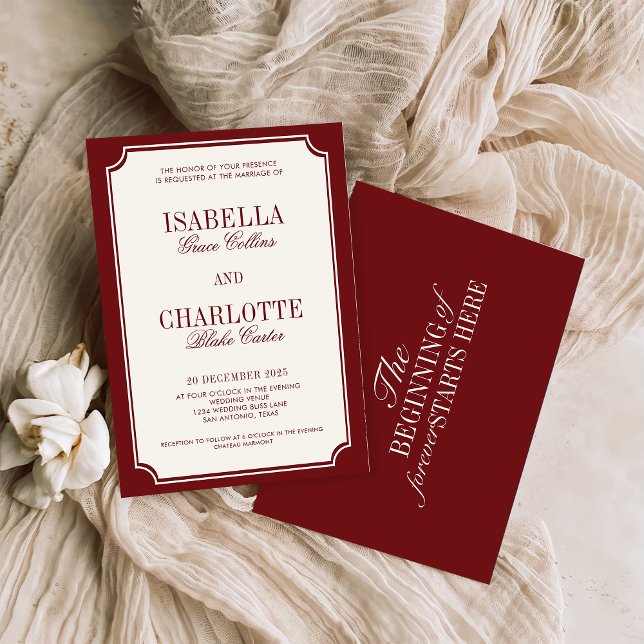 Luxury Old Money Burgundy Timeless Wedding Einladung (Von Creator hochgeladen)