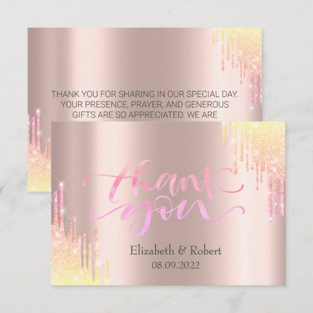 Luxury Ombre Glitzer Tropfen Dankeskarte (Vorne/Hinten)