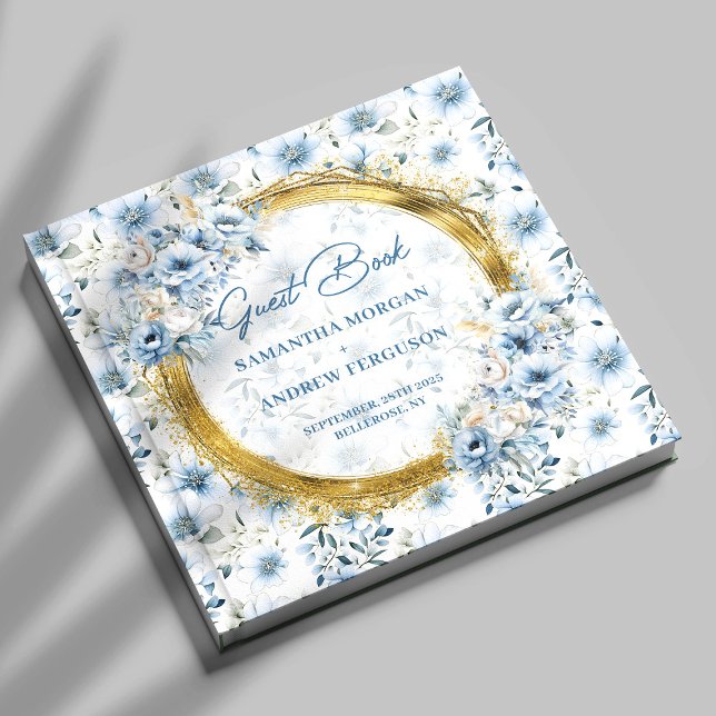 Luxury Pastel Blue Gold Glitzer Wedding Guest Book Gästebuch (Luxury Pastel Blue Gold Glitter Wedding Guest Book)