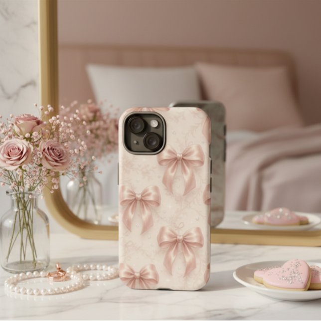 Luxury Pastel Pink Bows and Diamonds Phone Case iPhone 14 Hülle (Von Creator hochgeladen)