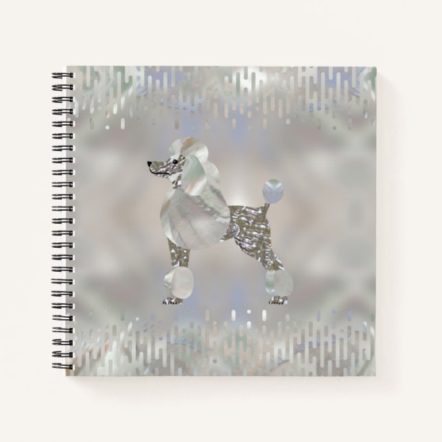 Luxury Pearl und Abalone Poodle Notizbuch (Vorderseite)