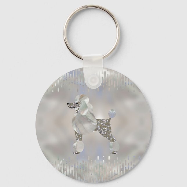 Luxury Pearl und Abalone Poodle Schlüsselanhänger (Vorderseite)