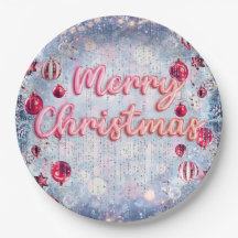 Luxury Pink & Frosted Merry Christmas Retro 