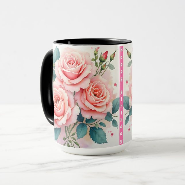 Luxury Pink Roses Beautiful Trendy Collection Tasse (Vorderseite Links)
