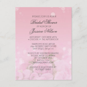 Luxury Pink Roses Bouquet Bridal Einladung