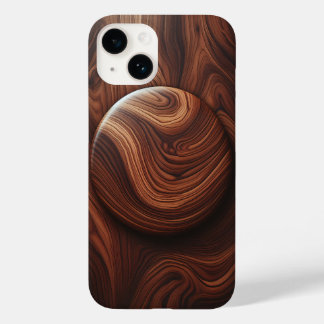 Luxury Polished Walnut Wood Grain Abstract Circula Case-Mate iPhone 14 Hülle