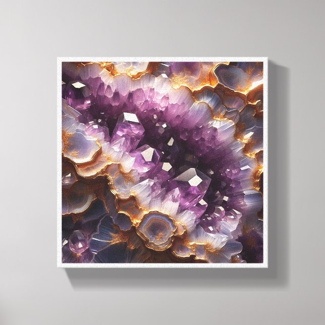 Luxury Purple Amethyst Geode - Gold Edged Crystal  Leinwanddruck (Vorderseite)