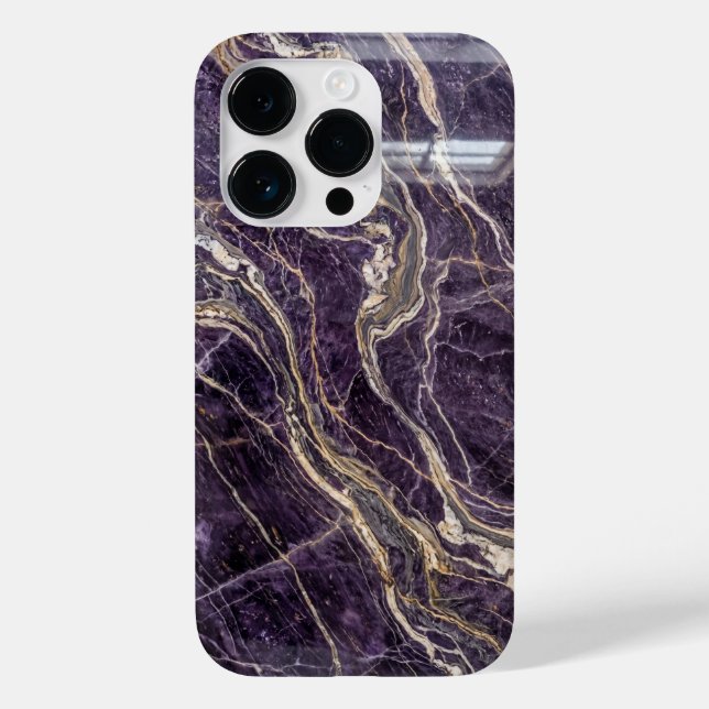 Luxury Purple and Gold Marble iPhone Case (Rückseite)