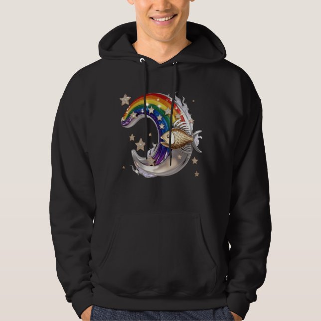 Luxury Rainbow Moon Fish 3D Star Pullover Hoodie (Vorderseite)