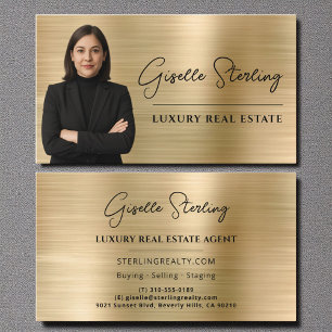Luxury Real Anwesen Gold Imitats Metallic Script Visitenkarte