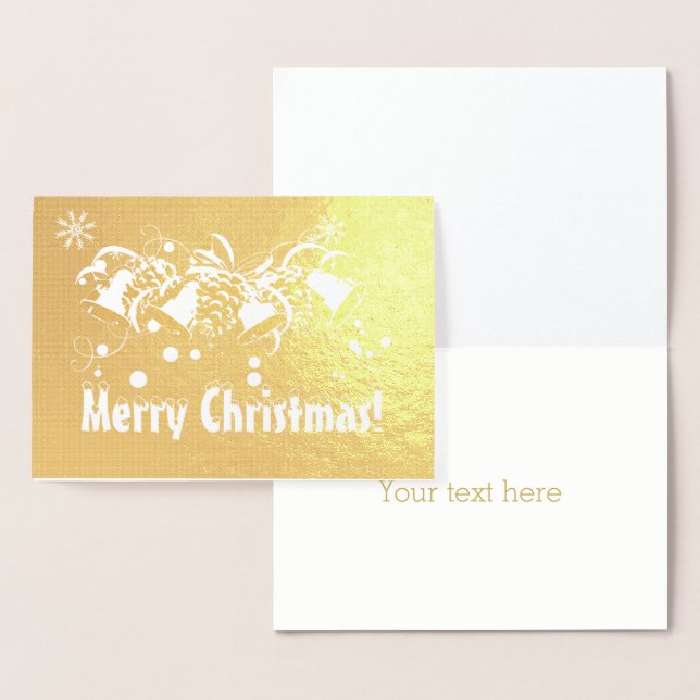 Luxury Real Gold Frohe Weihnachtstypografie Folienkarte (Anzeige)