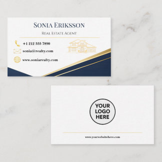 Luxury Realtor Business Card Navy Gold Visitenkarte