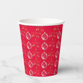 Luxury Red and Gold Bauble Christmas Pappbecher