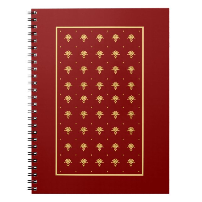 Luxury Red and Gold Vintage Damask Pattern Notizblock (Vorderseite)