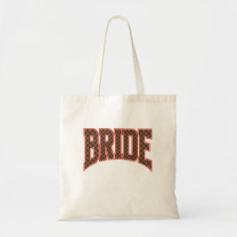 Luxury Red + Brown Checkered Varsity BRIDE Tragetasche