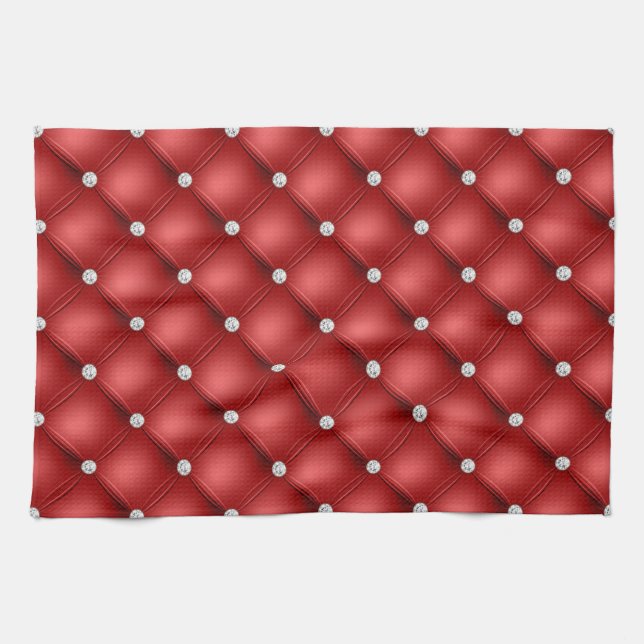 Luxury Red Diamond gepolstertes Muster Geschirrtuch (Horizontal)