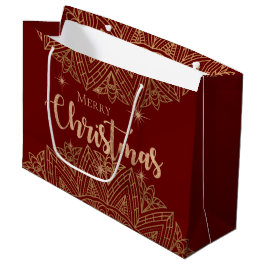 Luxury Red Gold Mandala Elegant Frohe Weihnachten Große Geschenktüte