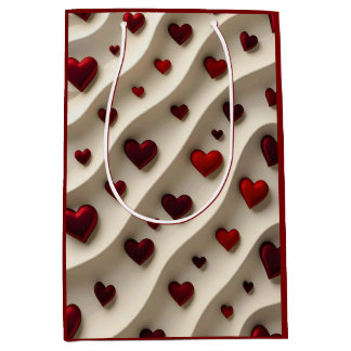 Luxury Red Hearts Valentine’s Day Gift Bag Mittlere Geschenktüte
