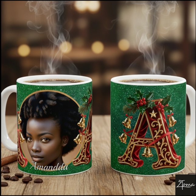 Luxury Red Velvet Gold Christmas Letter A Kaffeetasse (Von Creator hochgeladen)