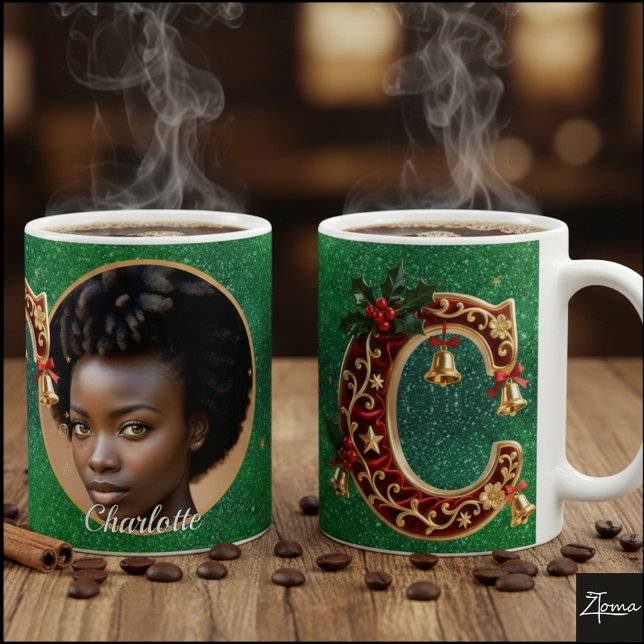 Luxury Red Velvet Gold Christmas Letter C Kaffeetasse (Von Creator hochgeladen)