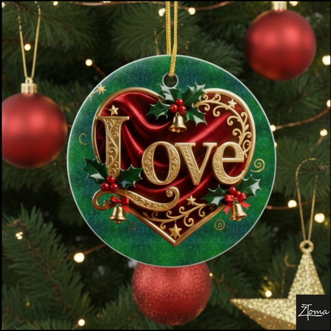 Luxury Red Velvet Gold  Christmas (love) Keramik Ornament (Von Creator hochgeladen)