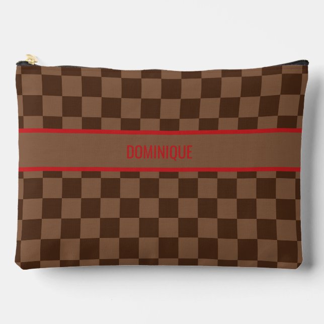 Luxury Red with Brown Checkered Zubehörtasche (Vorderseite)