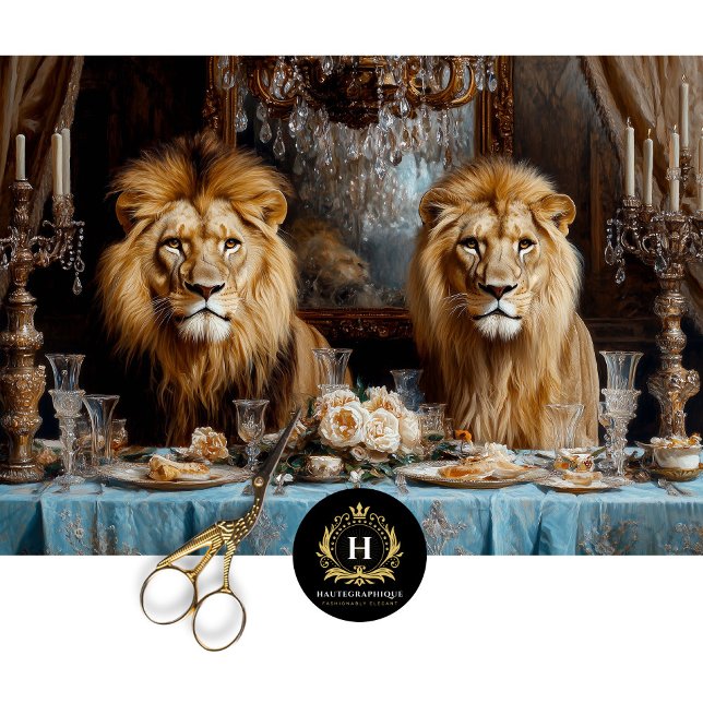 Luxury Regal Lion Blue Floral Dinner Entdeckungsre Seidenpapier (Von Creator hochgeladen)