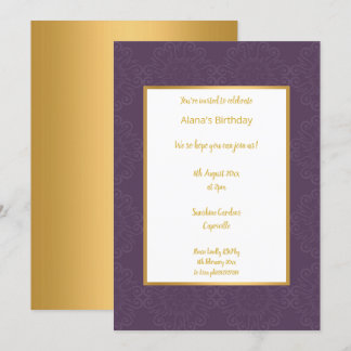 LUXURY RICH LILA GOLD ABSTRAKTER GEBURTSTAG EINLADUNG