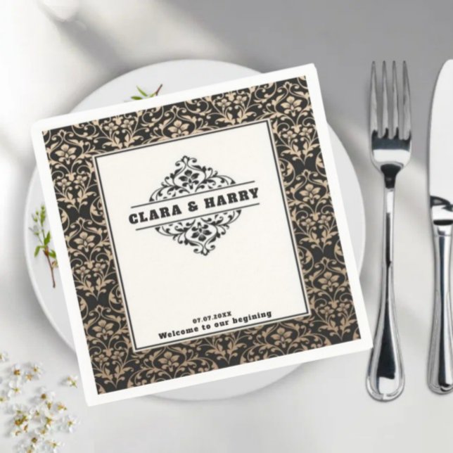 Luxury romantic calligraphy retro floral wedding  serviette (Von Creator hochgeladen)