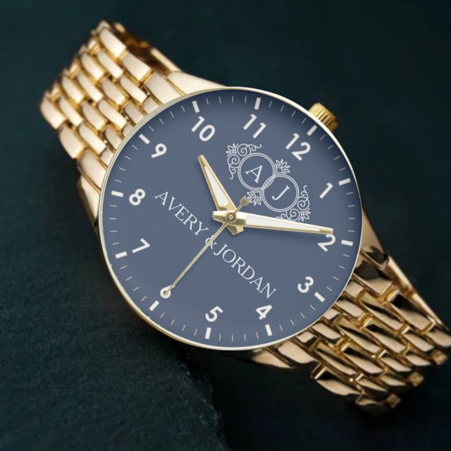 Luxury romantic couple monogram wedding  armbanduhr (Von Creator hochgeladen)